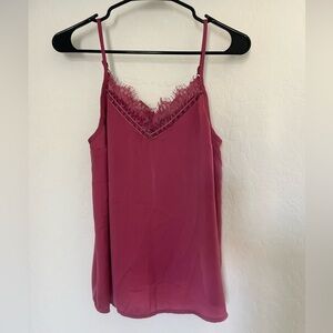 Abercrombie & Fitch Women’s Cami Tank Lace Trim Slip Pink Rose V-Neck Velvet XS